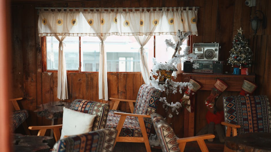 wooden cabin interior cozy winter atmosphere