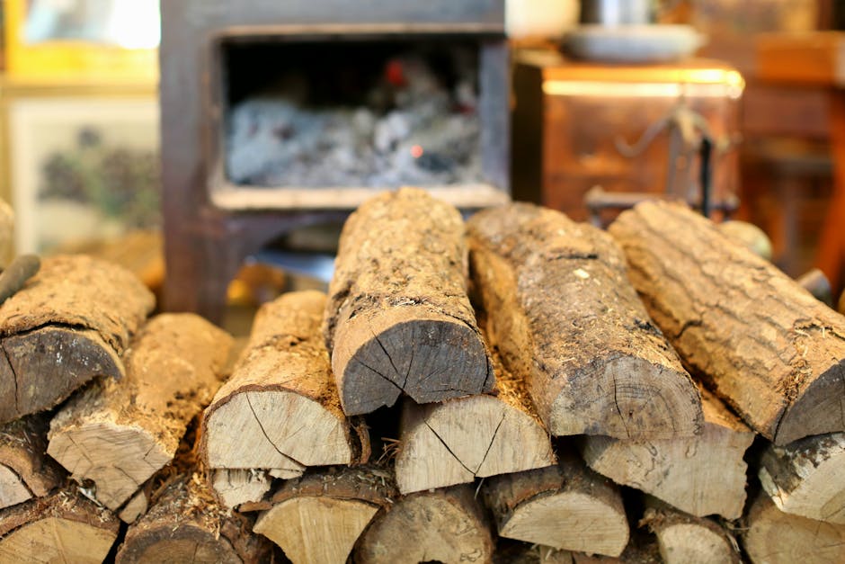 burning firewood fireplace cozy