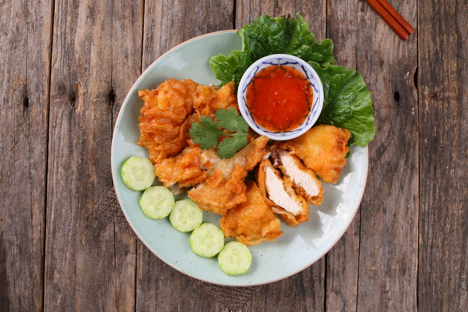 crispy fried chicken plate close up