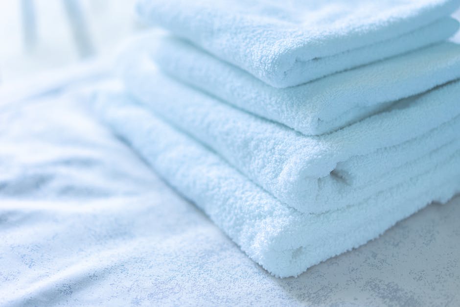 fresh laundry white towels stack