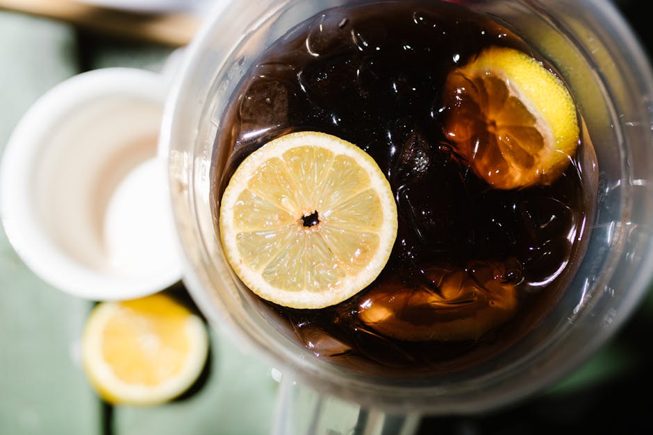 cold barley tea pitcher with ice