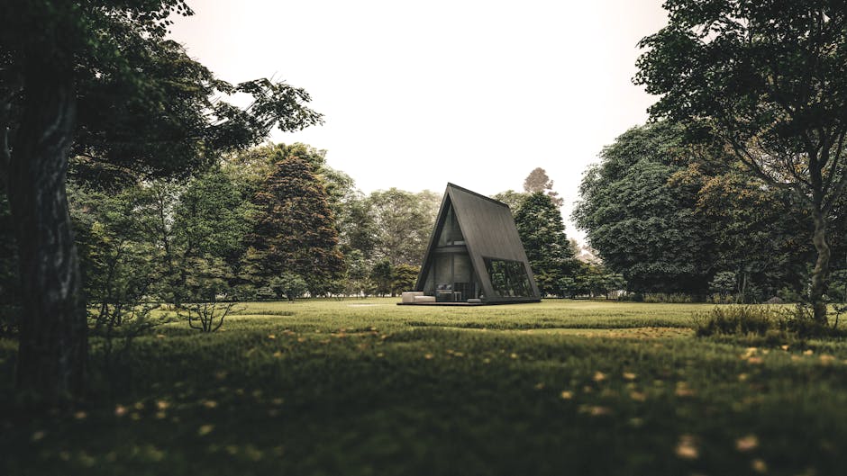 modern small cabin in a peaceful countryside field