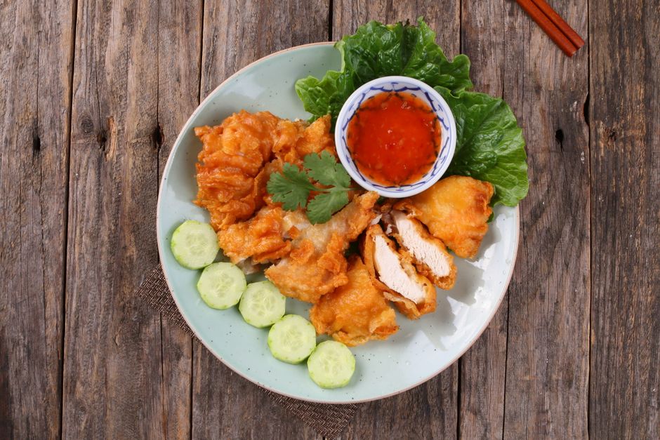korean crispy fried chicken on a plate